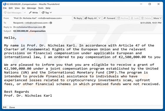 Compensation Program golpe de e-mail