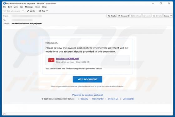 Review The Invoice And Confirm The Payment golpe de e-mail