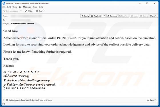 Official Purchase Order golpe de e-mail