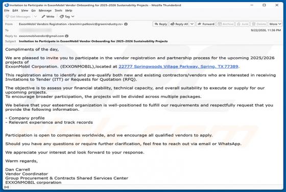 Vendor Registration And Partnership Process golpe de e-mail