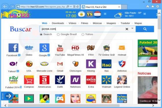 Redirecionamento Hao123.com