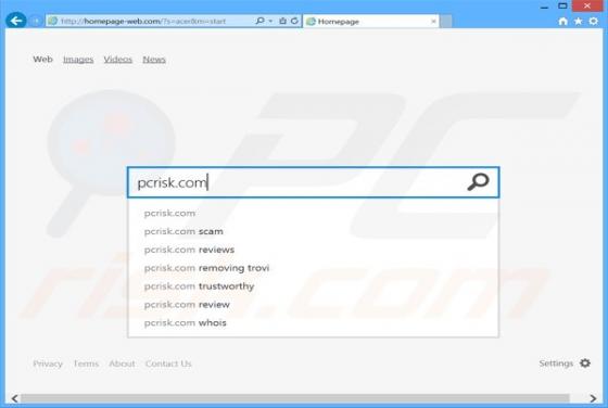 Redirecionamento Homepage-web.com