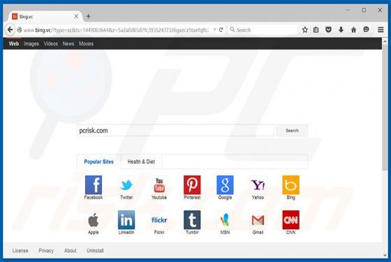 Redirecionamento Bing.vc