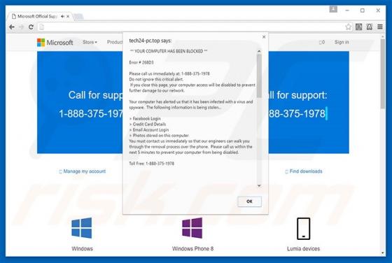 Fraude YOUR COMPUTER HAS BEEN BLOCKED