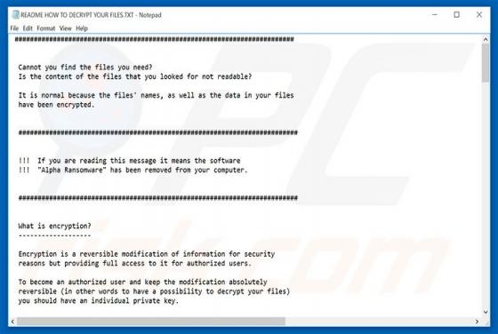 Ransomware Alpha (Alfa)