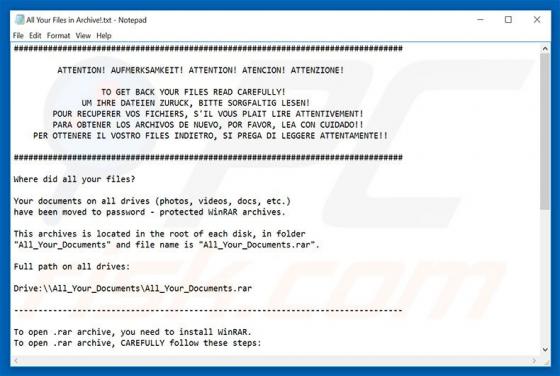 Ransomware All_Your_Documents.rar