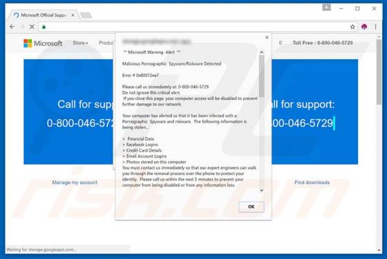 Fraude Microsoft Warning Alert