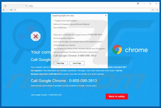 Fraude Google Chrome Warning Alert