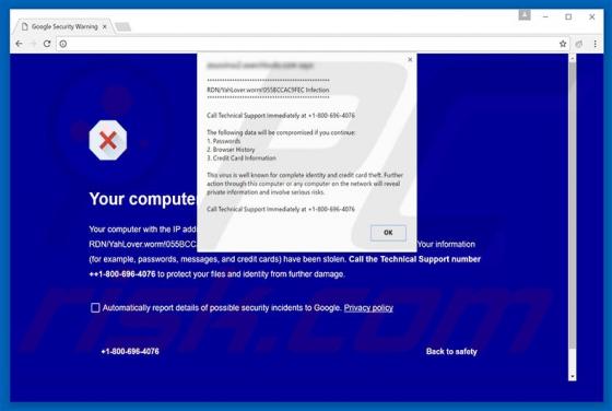 Fraude da infecção RDN/YahLover.worm