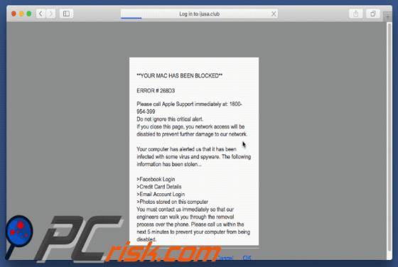 Fraude YOUR MAC HAS BEEN BLOCKED (Mac)