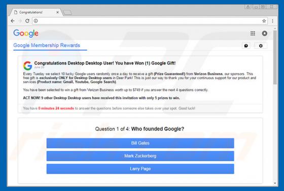 Fraude You Have Won A Google Gift