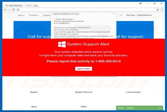 Fraude System Support Alert POP-UP