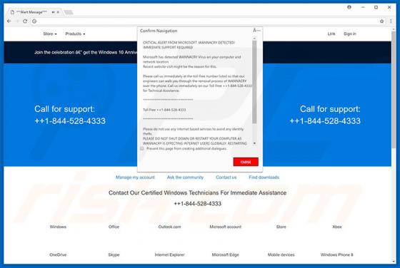 Fraude Critical Alert WANNACRY DETECTED POP-UP