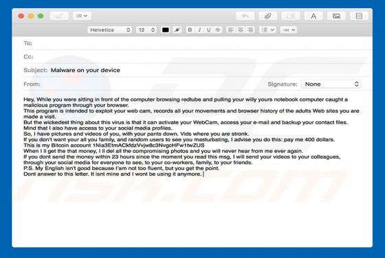 SPAM Porn Blackmail Email
