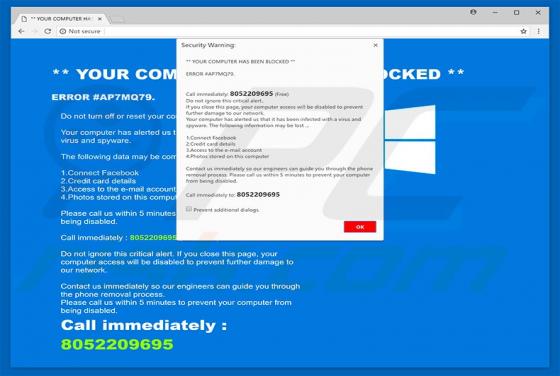 Fraude ERROR #AP7MQ79 POP-UP