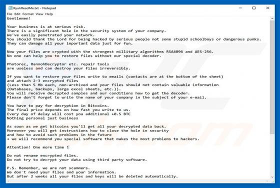 Ransomware RYUK