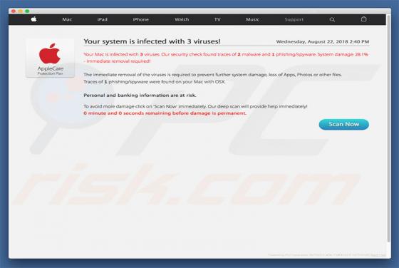 POP-UP da fraude E.tre456_worm_osx Trojan Virus (Mac)