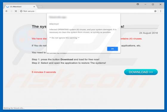 POP-UP da Fraude Found 4 Virus