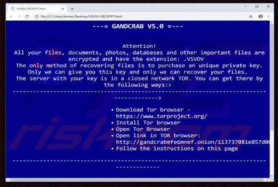 Ransomware GANDCRAB V5.0