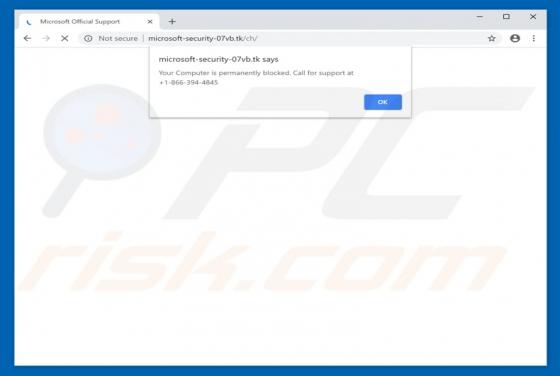 POP-UP da fraude Your Computer Is Permanently Blocked