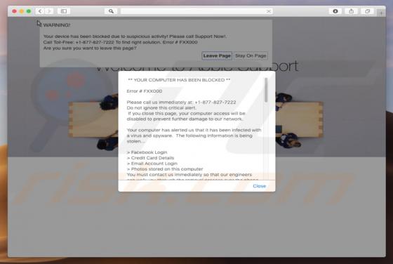 POP-UP da Fraude Error FXX000 (Mac)