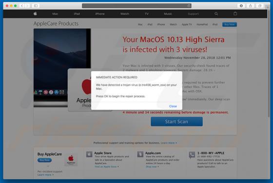 Fraude POP-UP Your MacOS 10.13 High Sierra Is Infected With 3 Viruses! (Mac)