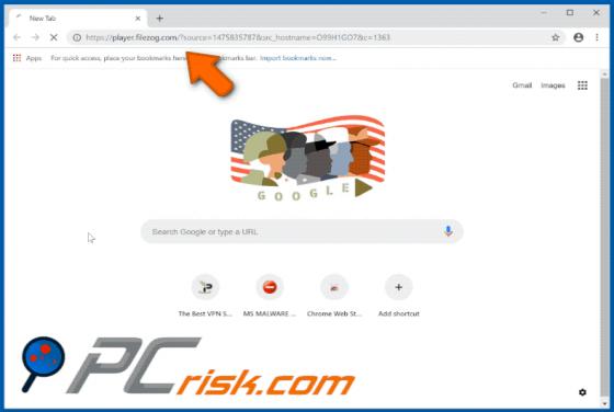 Redirecionamento do POP-UP Filezog.com