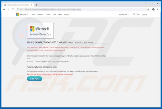 Fraude POP-UP Microsoft Authorised Device Care