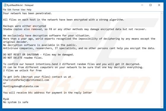 Ransomware RYK