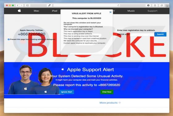 POP-UP da Fraude Apple Support Alert (Mac)