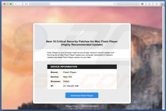 POP-UP da fraude 10 Critical Security Patches For Mac Flash Player (Mac)