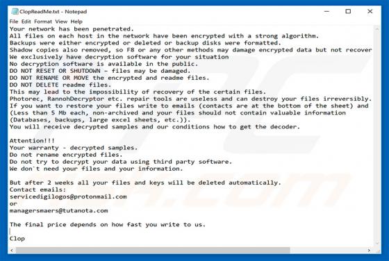 Ransomware Clop