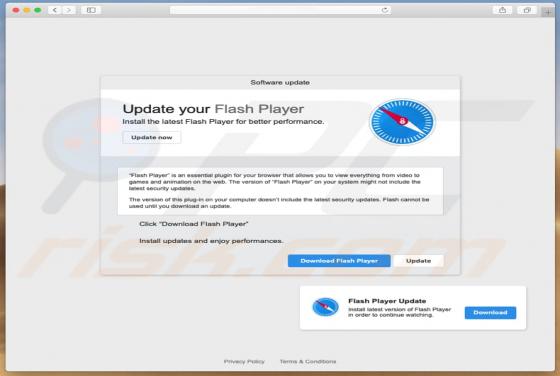 POP-UP da fraude Fake Flash Player Update (Mac)