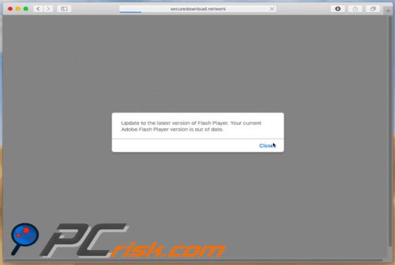 POP-UP da fraude Update To The Latest Version Of Flash Player (Mac)