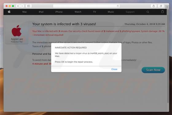 POP-UP da Fraude Your Mac Might Be Infected! (Mac)