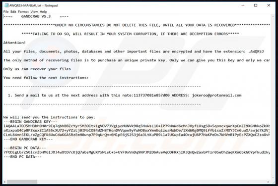 Ransomware GANDCRAB 5.3
