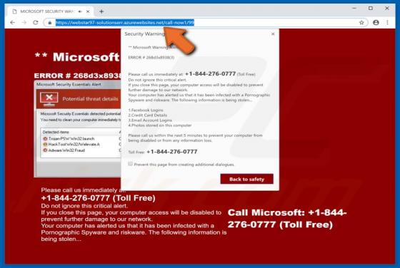 POP-UP da Fraude Azurewebsites.net
