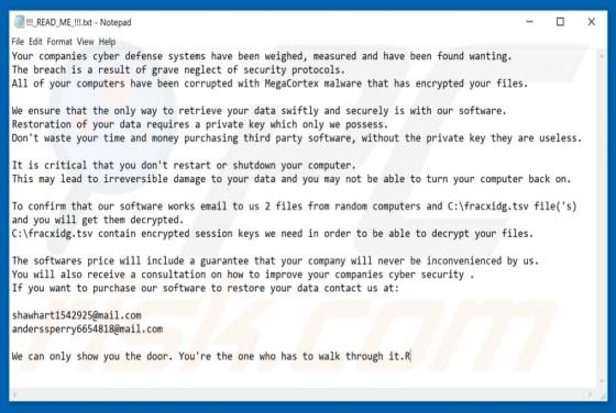 Ransomware MegaCortex 