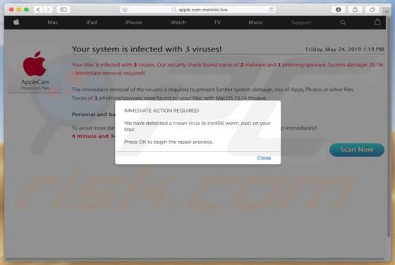 POP-UP da Fraude Apple.com-monitor.live (Mac)