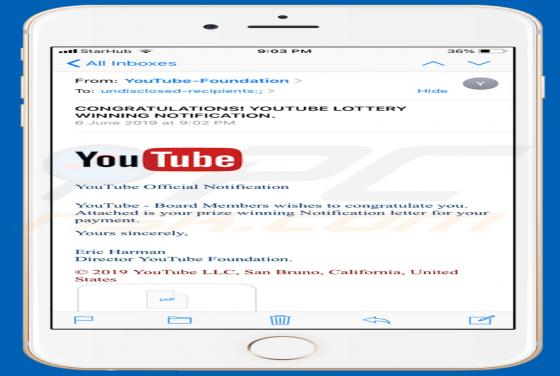 Fraude de Email Youtube Lottery (Mac)