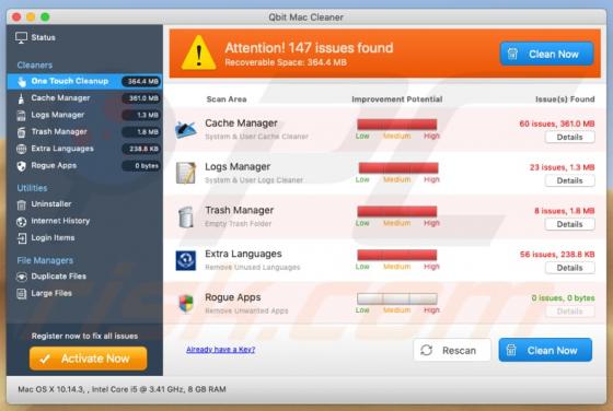 Aplicação Indesejada Qbit Mac Cleaner (Mac)