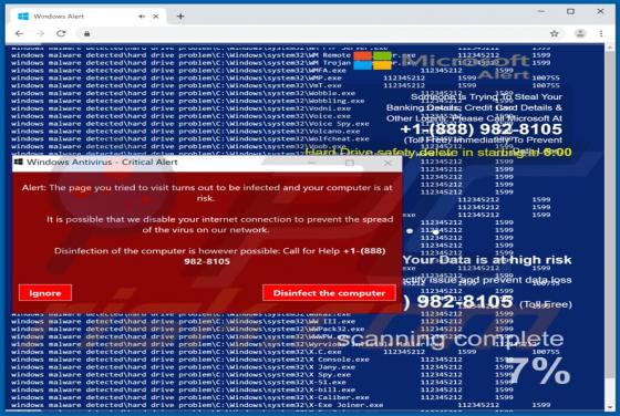 POP-UP da Fraude Windows Antivirus - Critical Alert