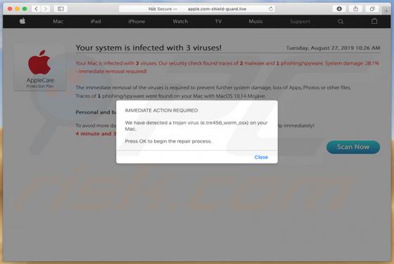 POP-UP da fraude Apple.com-shield-guard.live (Mac)