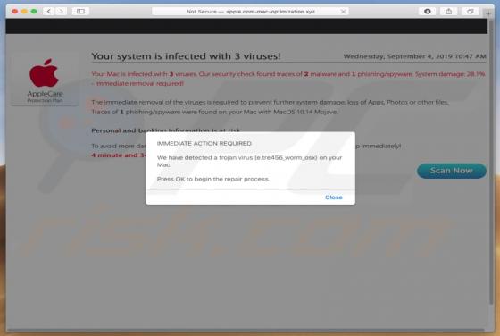 POP-UP da fraude Apple.com-mac-optimization.xyz (Mac)