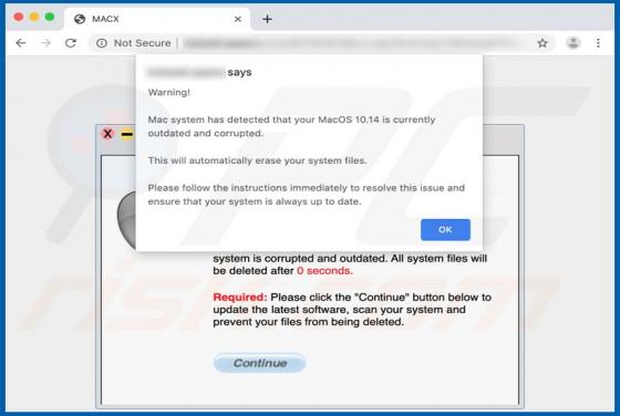 POP-UP da fraude Mac System Currently Outdated And Corrupted (Mac)