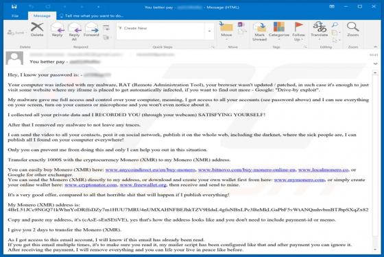 E-mail Sextortion (Monero)