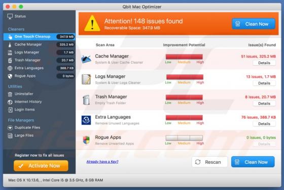 Aplicação Indesejada Qbit Mac Optimizer (Mac)