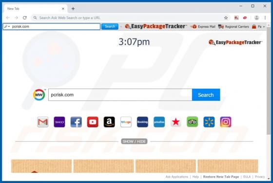 Barra de ferramentas EasyPackageTracker