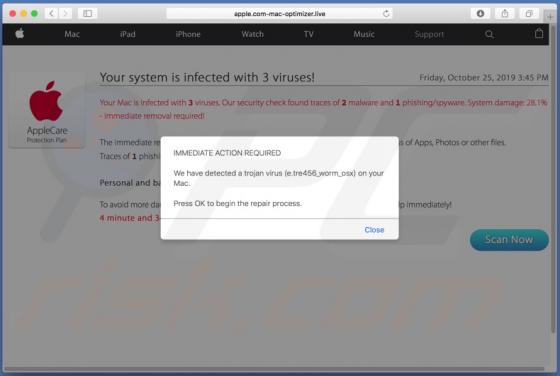 POP-UP da fraude Apple.com-mac-optimizer.live  (Mac)