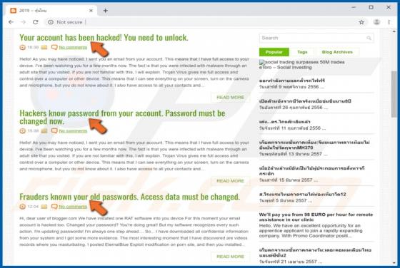 Fraude do Website Sextortion